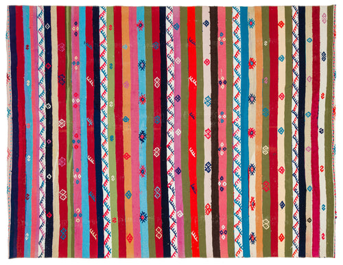 Girit Bej Çizgili Yün El Dokuma Halısı 191 x 247 Apex Unique