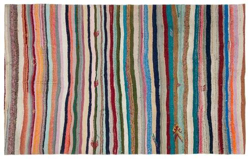 Girit Bej Çizgili Yün El Dokuma Halısı 201 x 316 Apex Unique