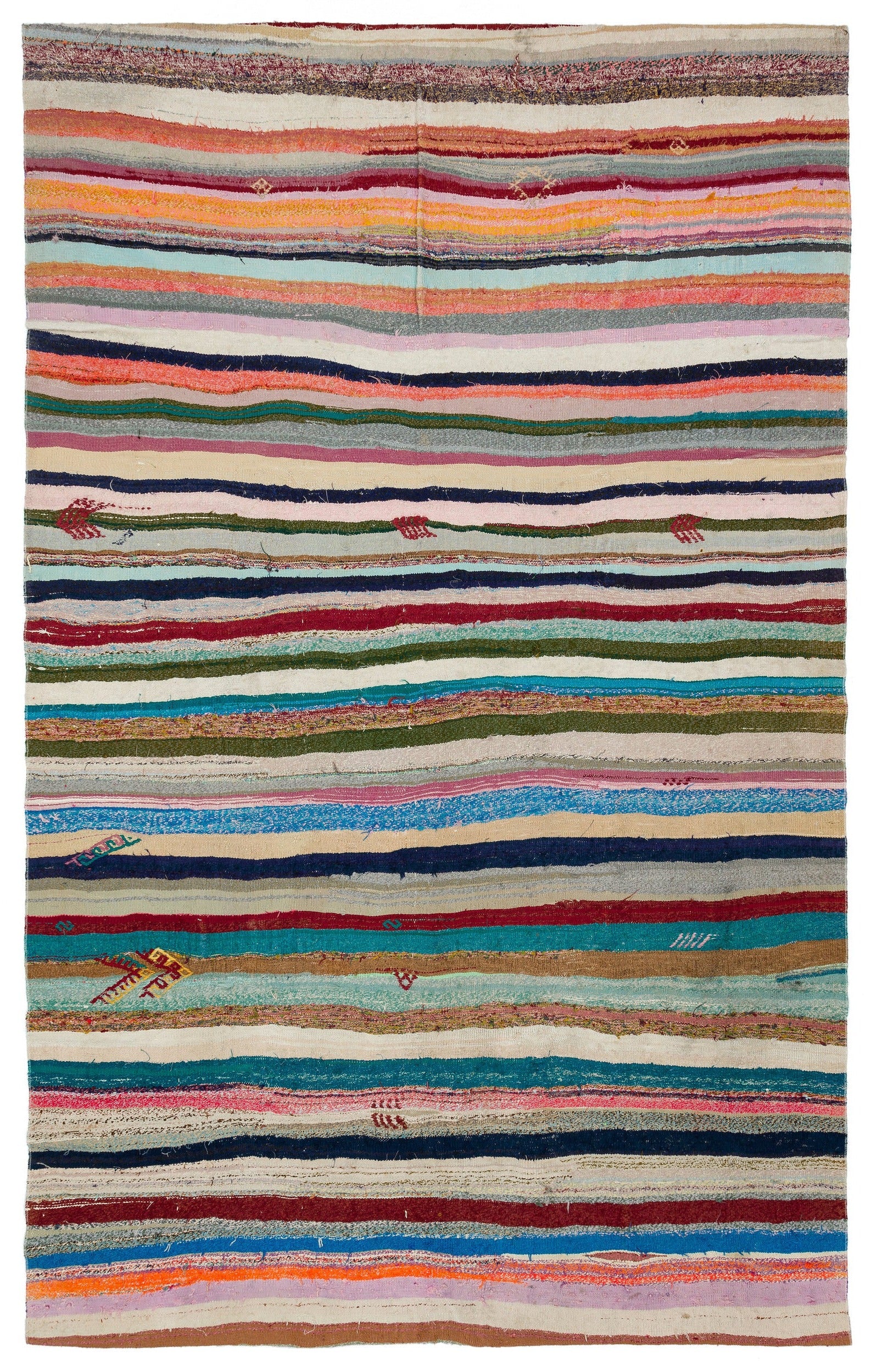 Girit Bej Çizgili Yün El Dokuma Halısı 201 x 316 Apex Unique