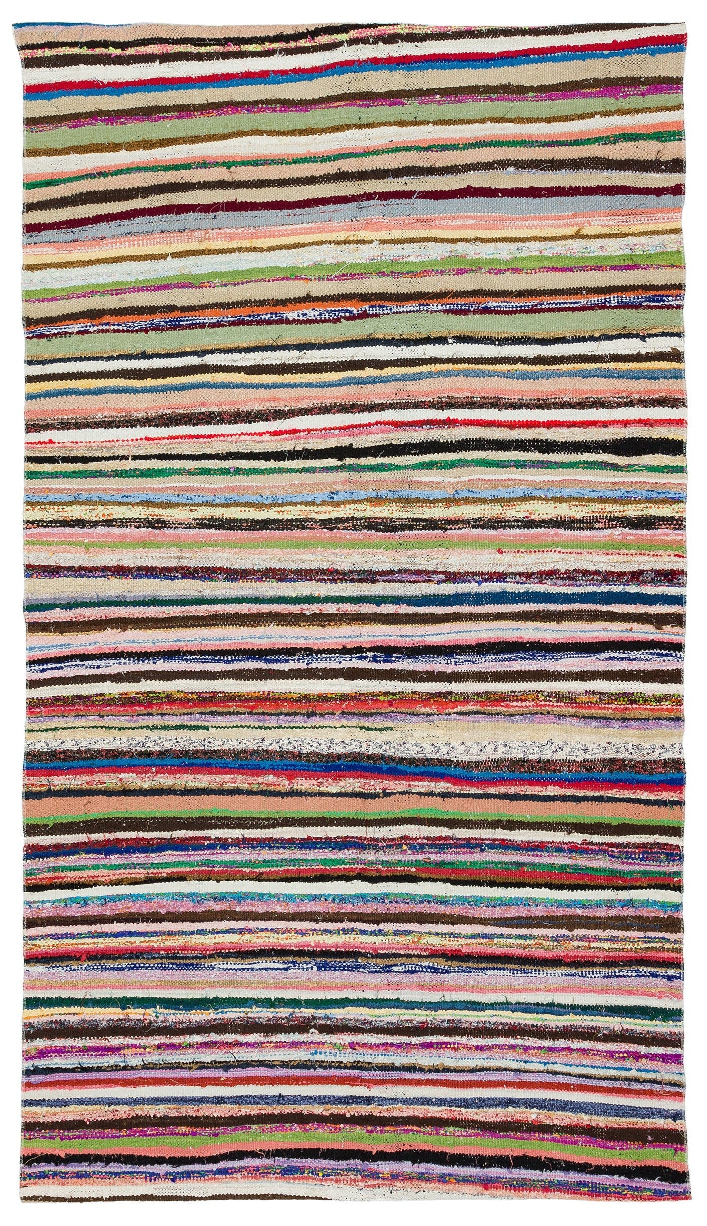 Girit Bej Çizgili Yün El Dokuma Halısı 126 x 224 Apex Unique