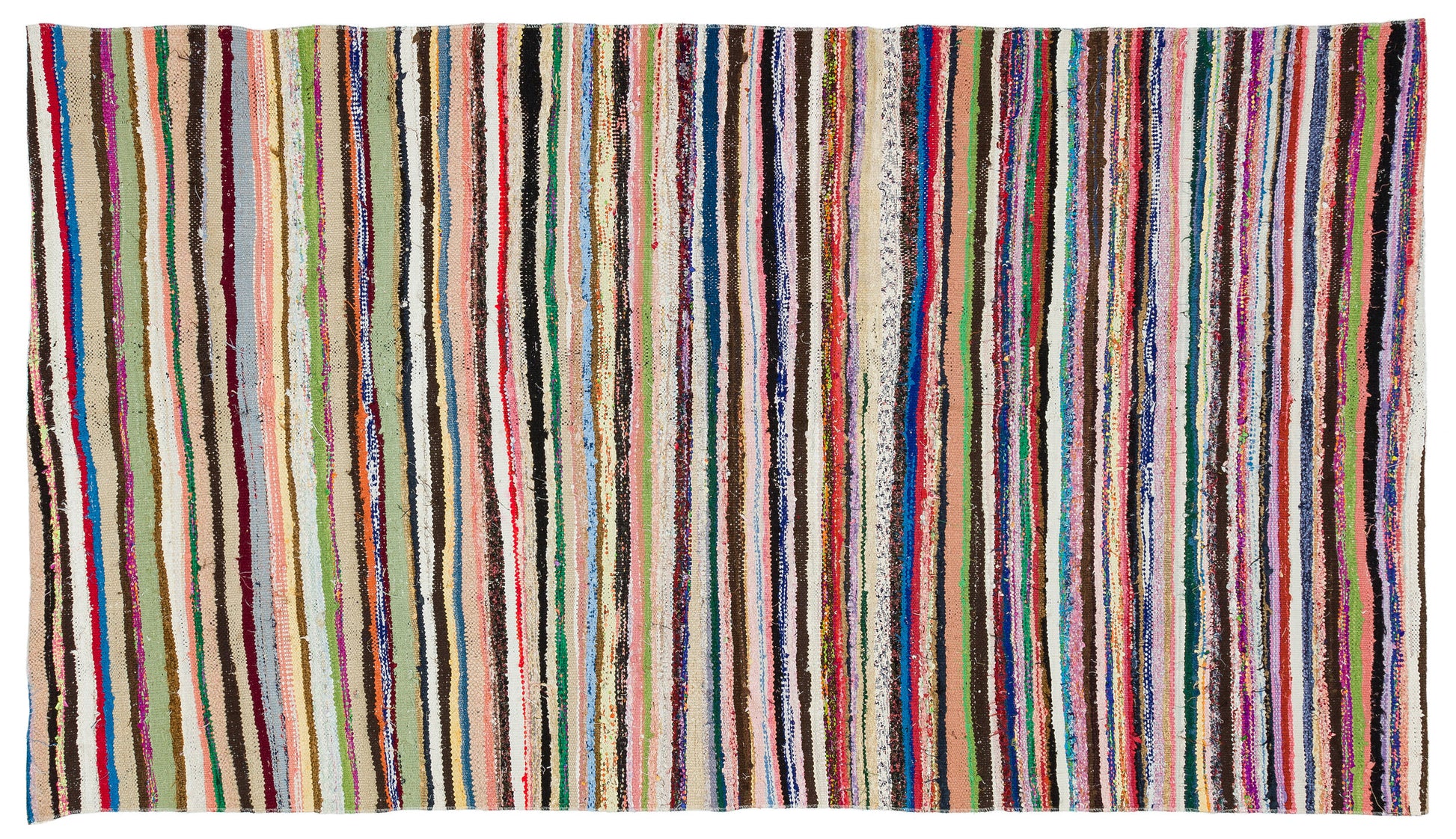 Girit Bej Çizgili Yün El Dokuma Halısı 126 x 224 Apex Unique