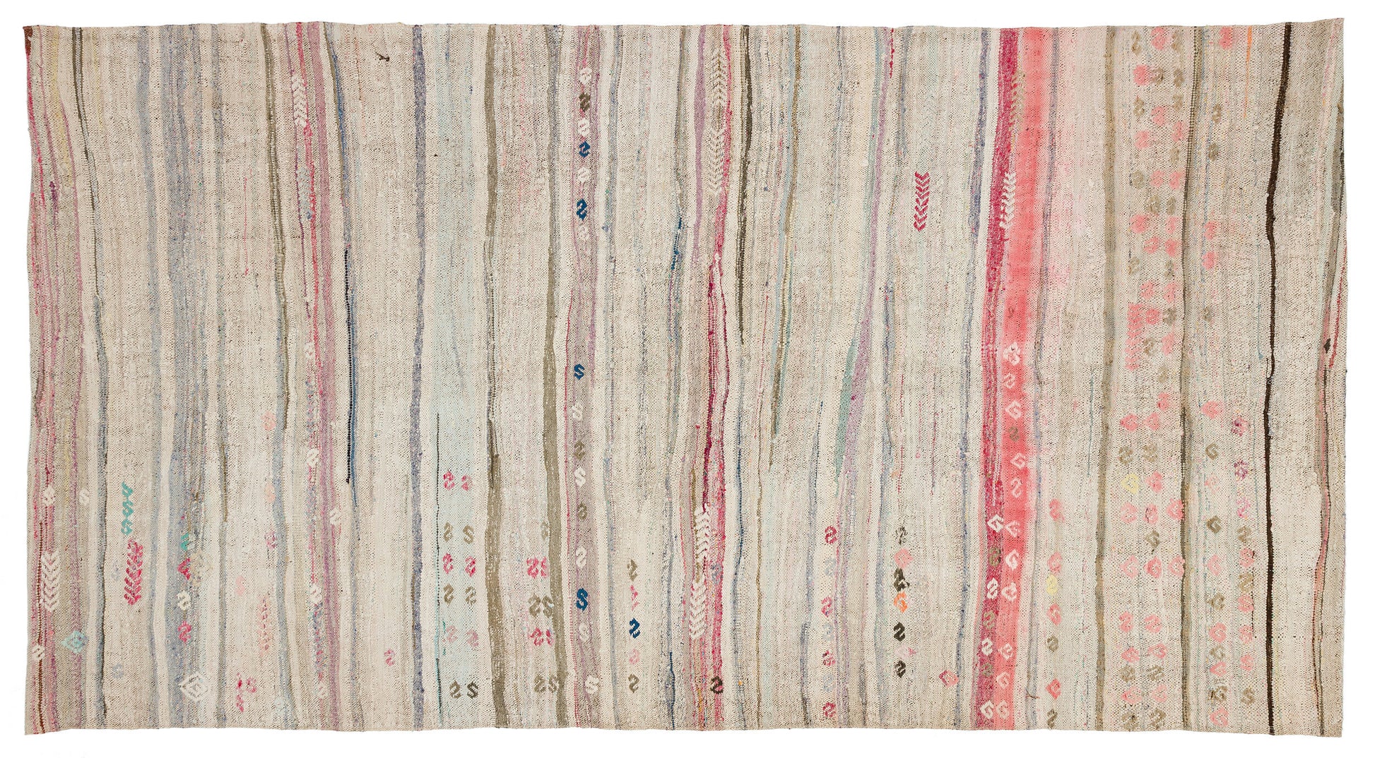 Girit Bej Çizgili Yün El Dokuma Halısı 147 x 273 Apex Unique