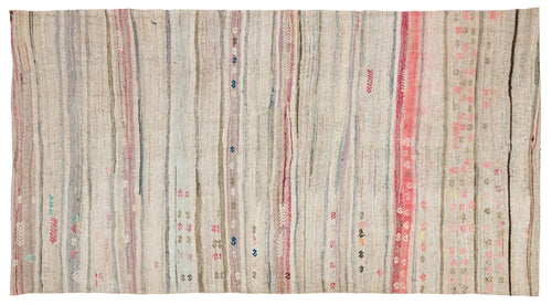 Girit Bej Çizgili Yün El Dokuma Halısı 147 x 273 Apex Unique