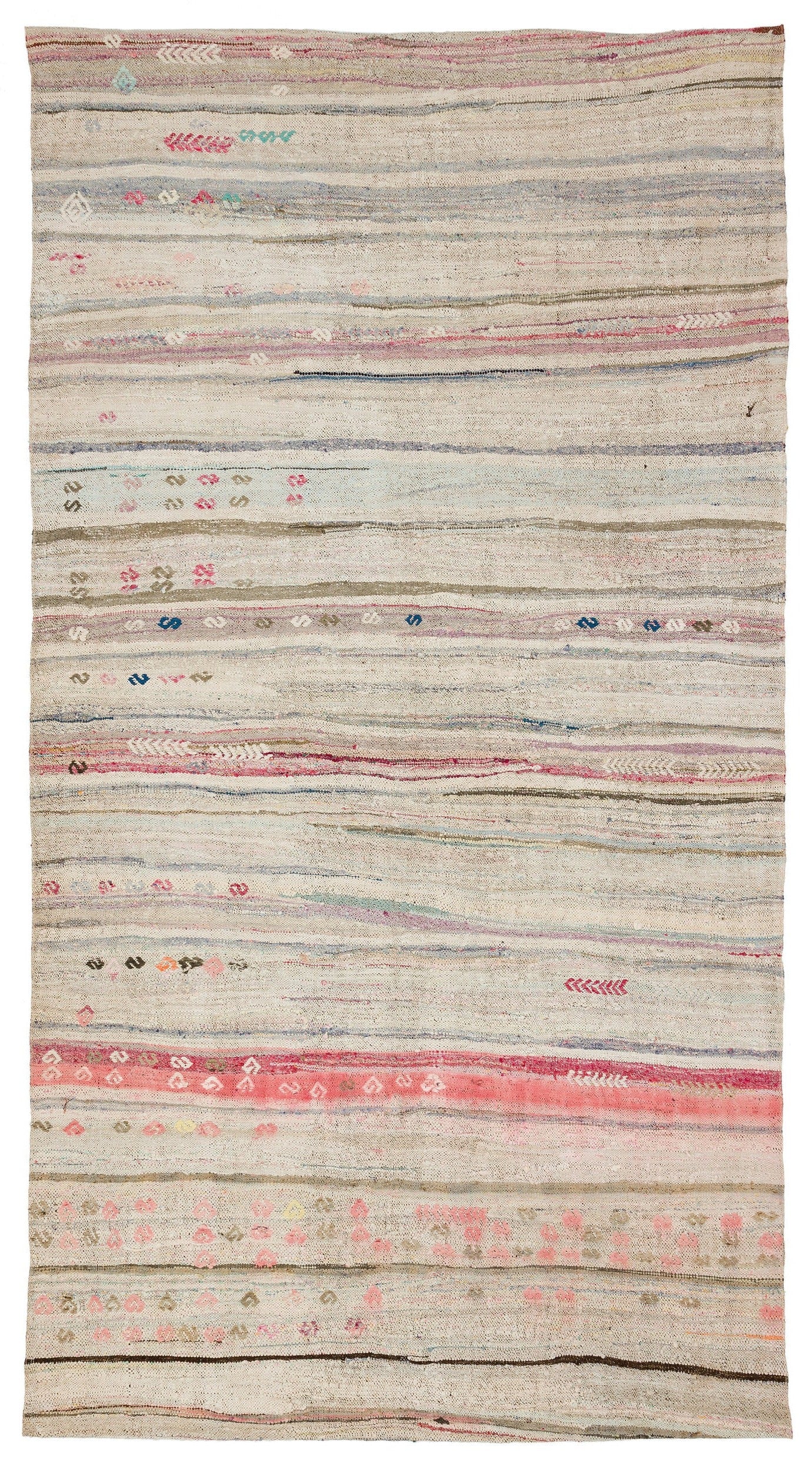 Girit Bej Çizgili Yün El Dokuma Halısı 147 x 273 Apex Unique