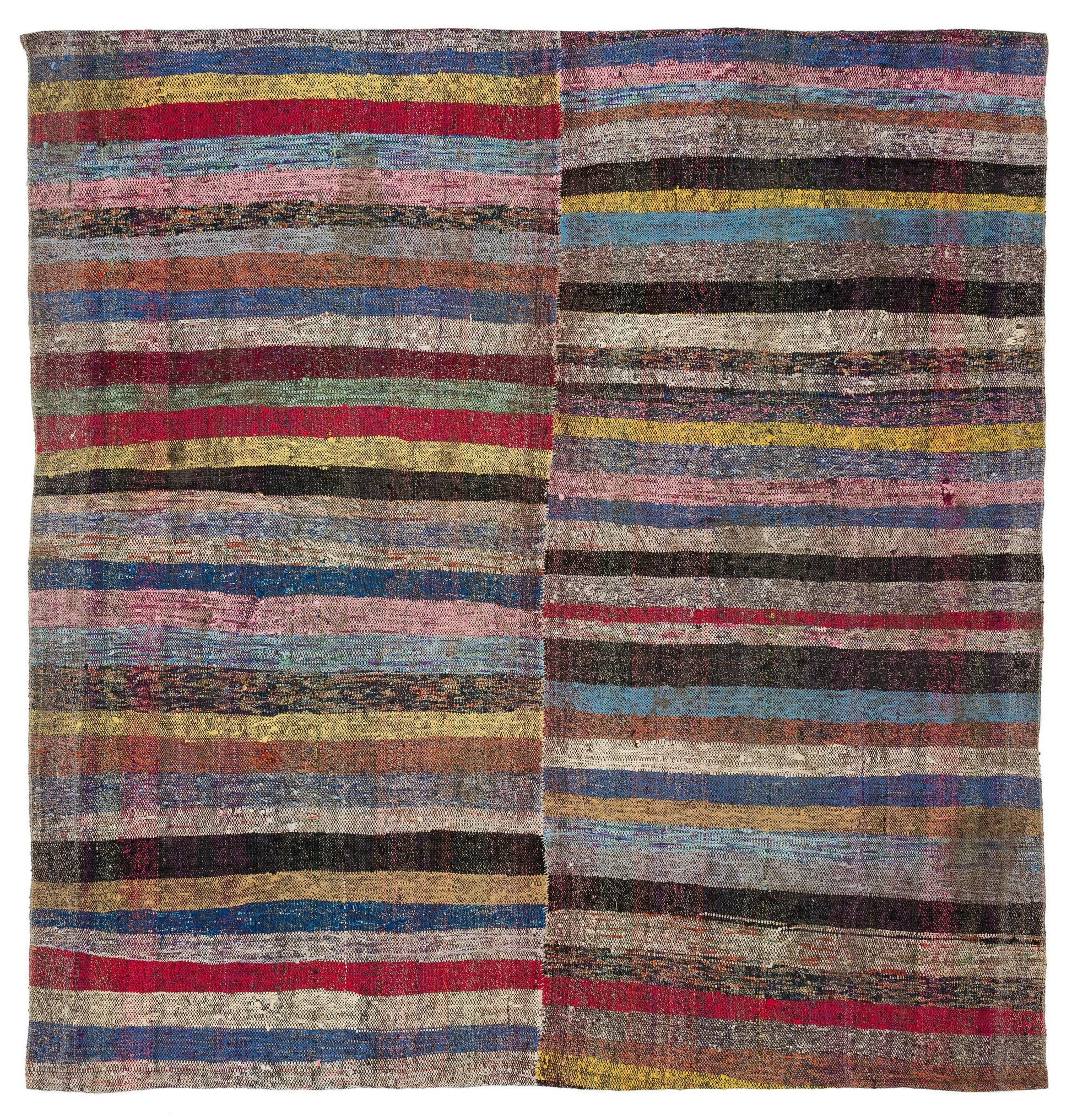 Girit Bej Çizgili Yün El Dokuma Halısı 201 x 210 Apex Unique