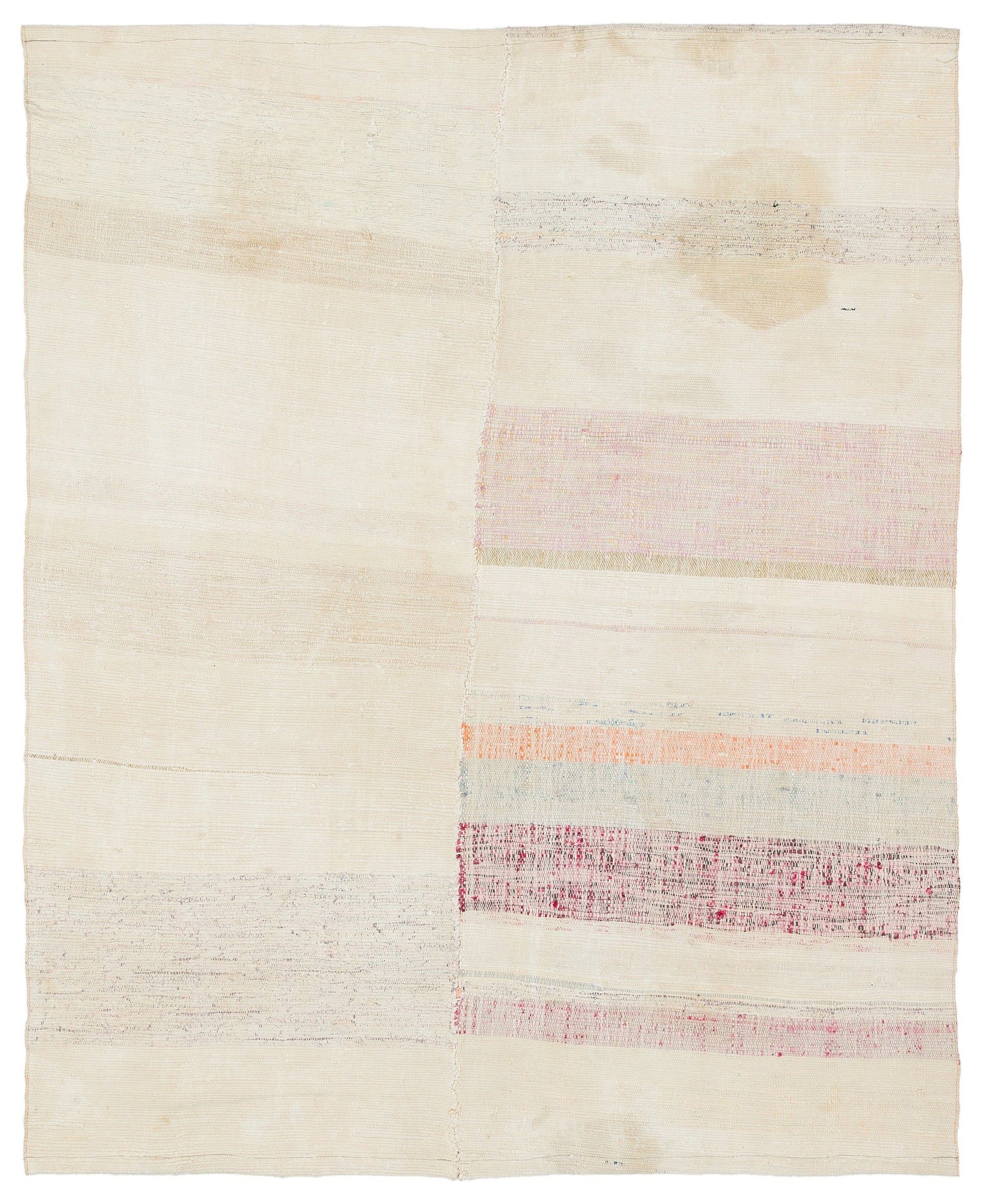 Girit Bej Çizgili Yün El Dokuma Halısı 156 x 196 Apex Unique