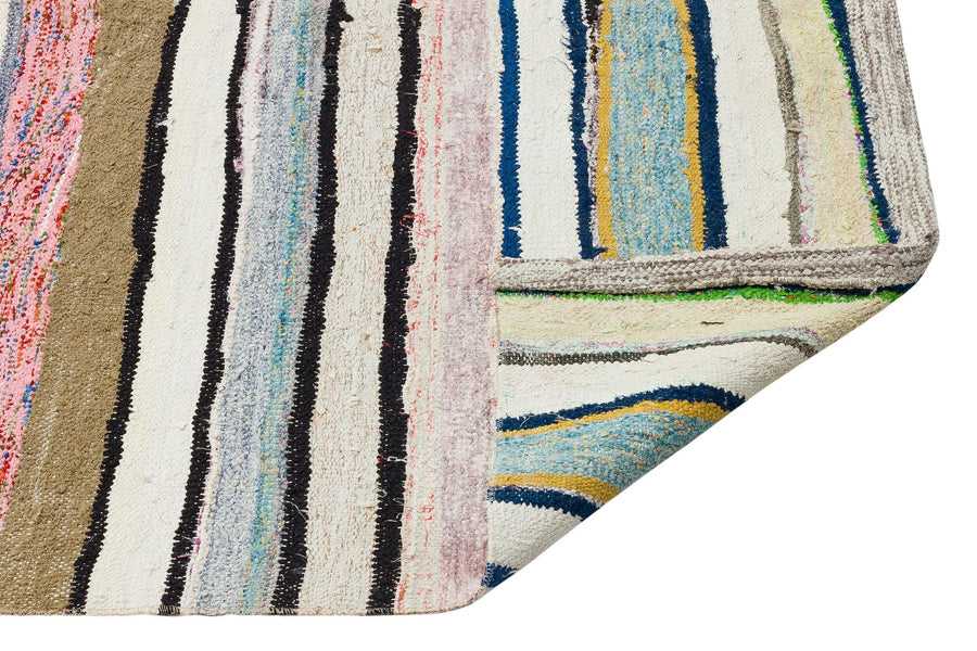Bej Bohem Çizgili Yün Halı 154x313