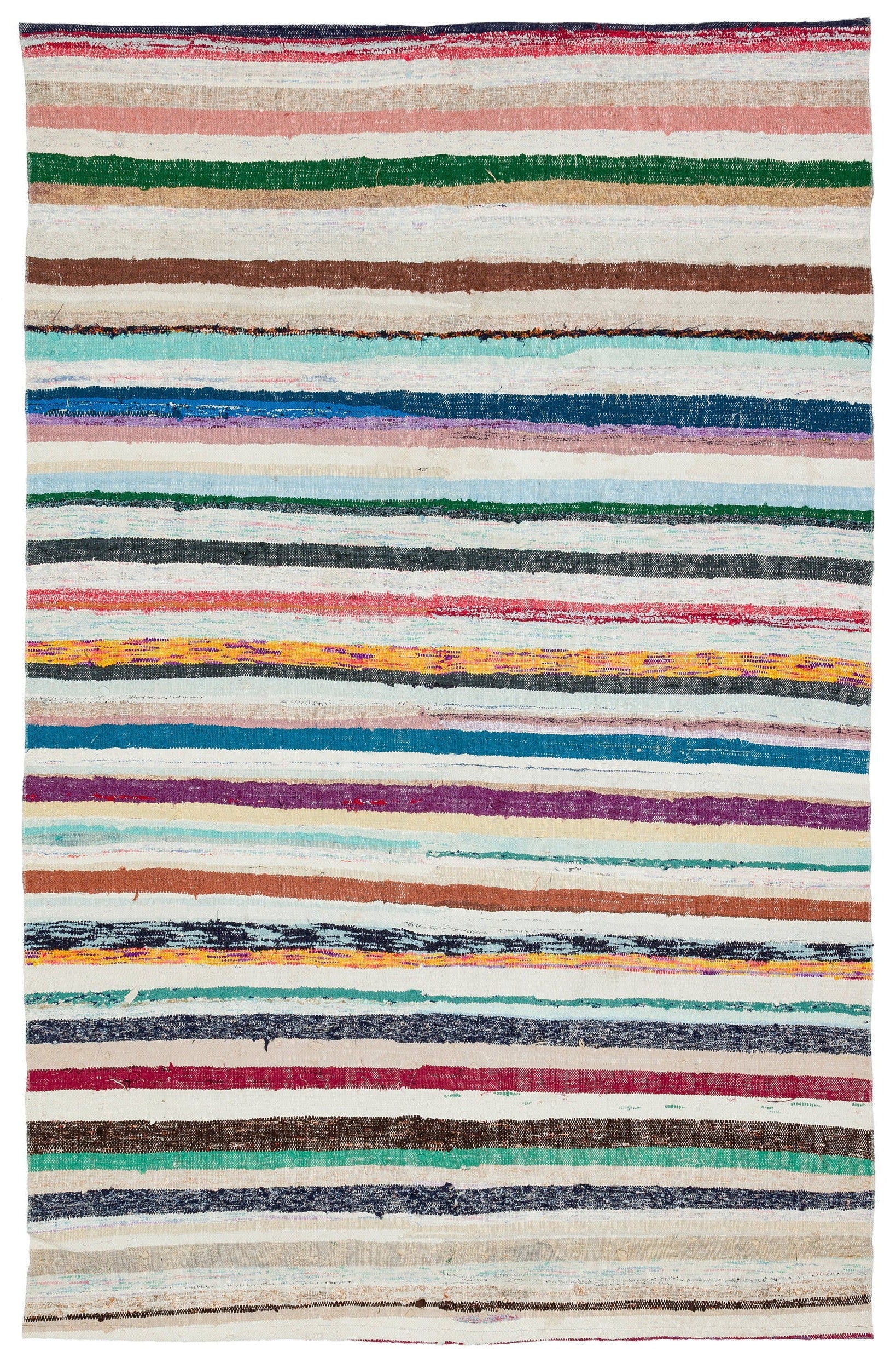 Girit Bej Çizgili Yün El Dokuma Halısı 156 x 248 Apex Unique