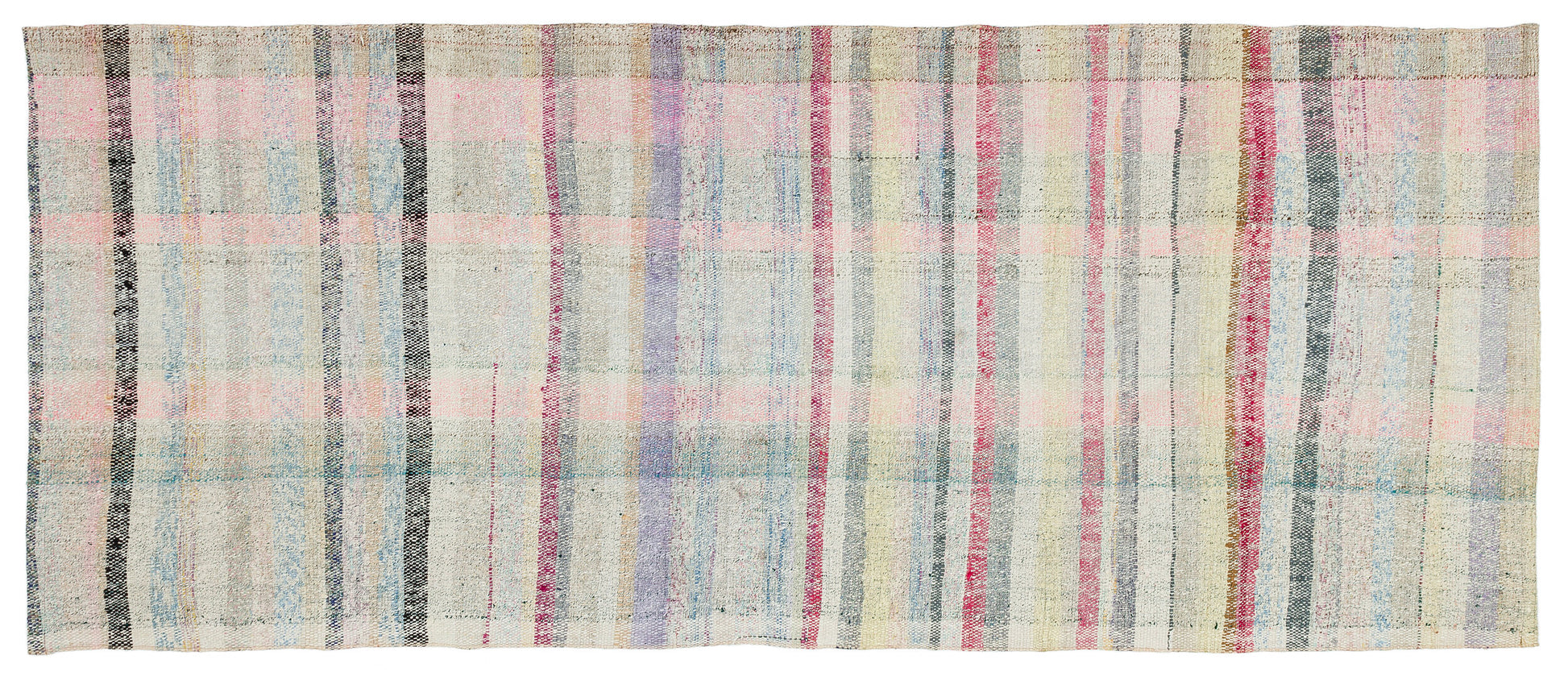 Girit Bej Çizgili Yün El Dokuma Halısı 100 x 230 Apex Unique