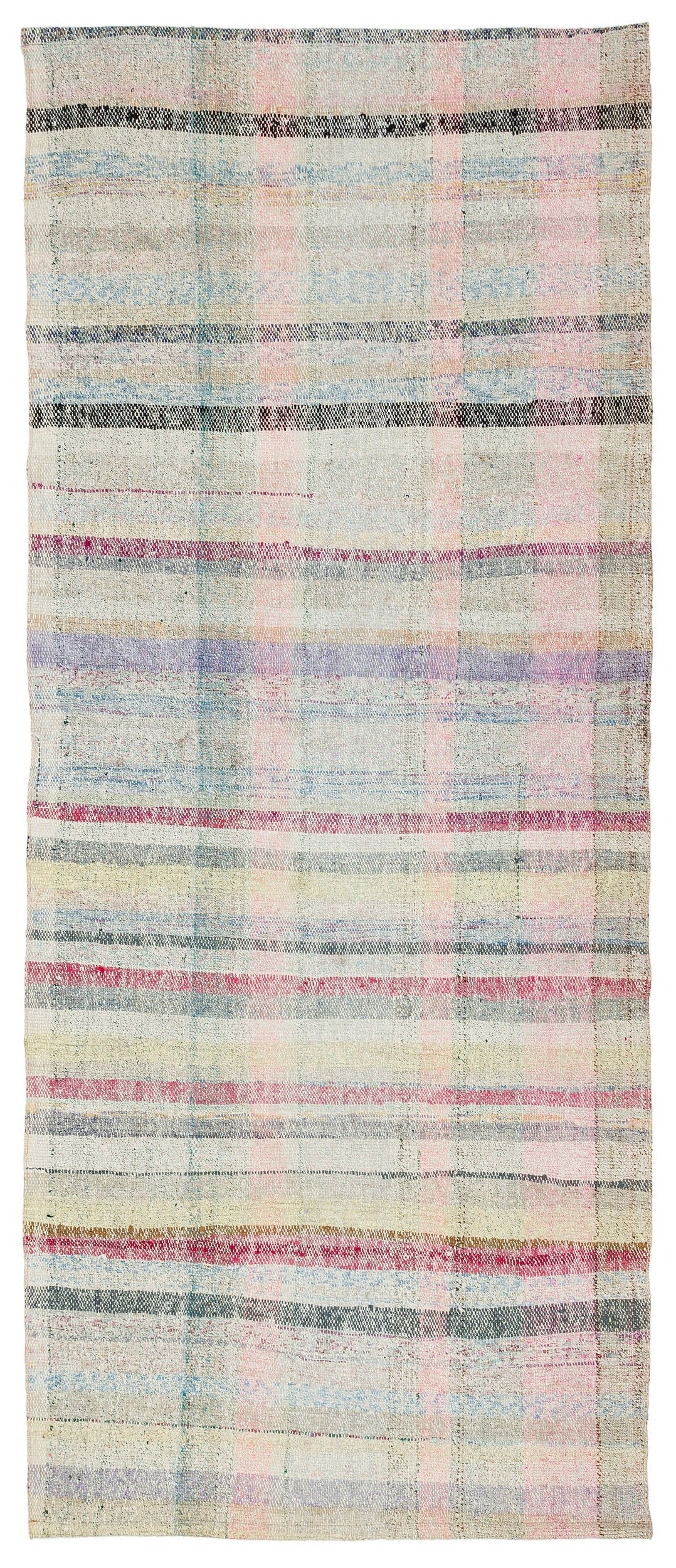 Girit Bej Çizgili Yün El Dokuma Halısı 100 x 230 Apex Unique