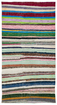 Girit Bej Çizgili Yün El Dokuma Halısı 157 x 296 Apex Unique