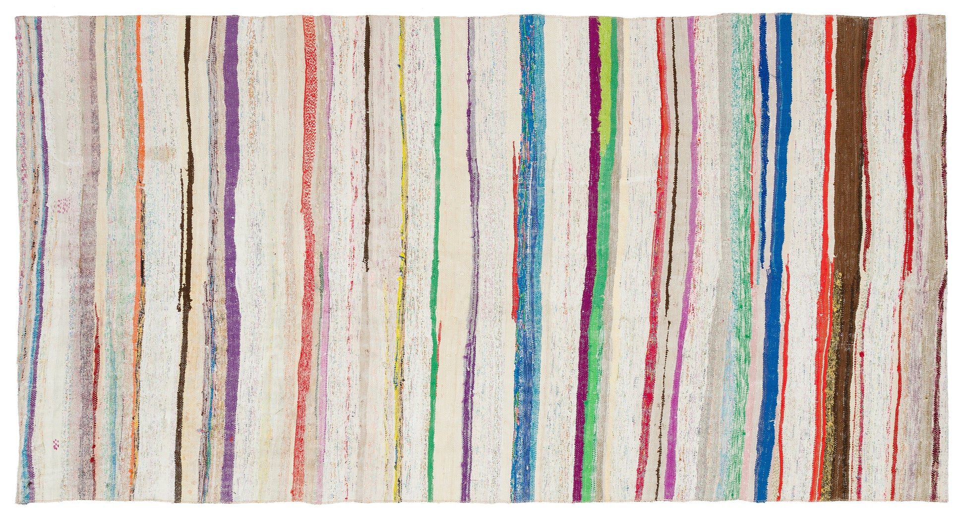 Girit Bej Çizgili Yün El Dokuma Halısı 148 x 276 Apex Unique