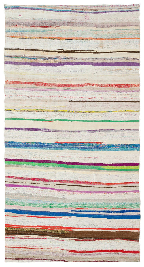 Girit Bej Çizgili Yün El Dokuma Halısı 148 x 276 Apex Unique