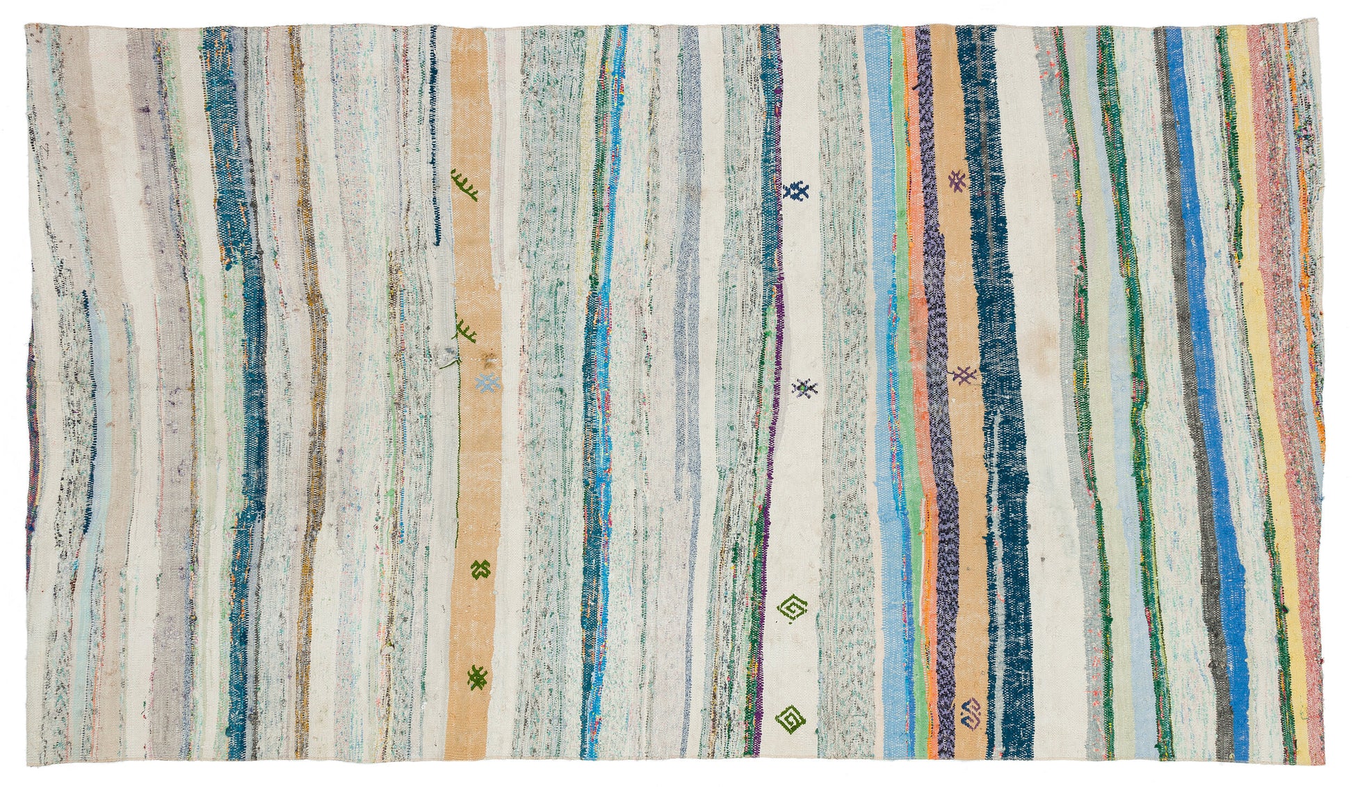 Girit Bej Çizgili Yün El Dokuma Halısı 157 x 275 Apex Unique