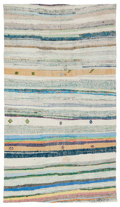 Girit Bej Çizgili Yün El Dokuma Halısı 157 x 275 Apex Unique