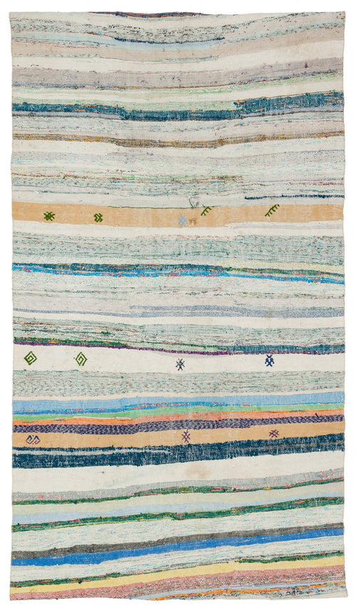 Girit Bej Çizgili Yün El Dokuma Halısı 157 x 275 Apex Unique