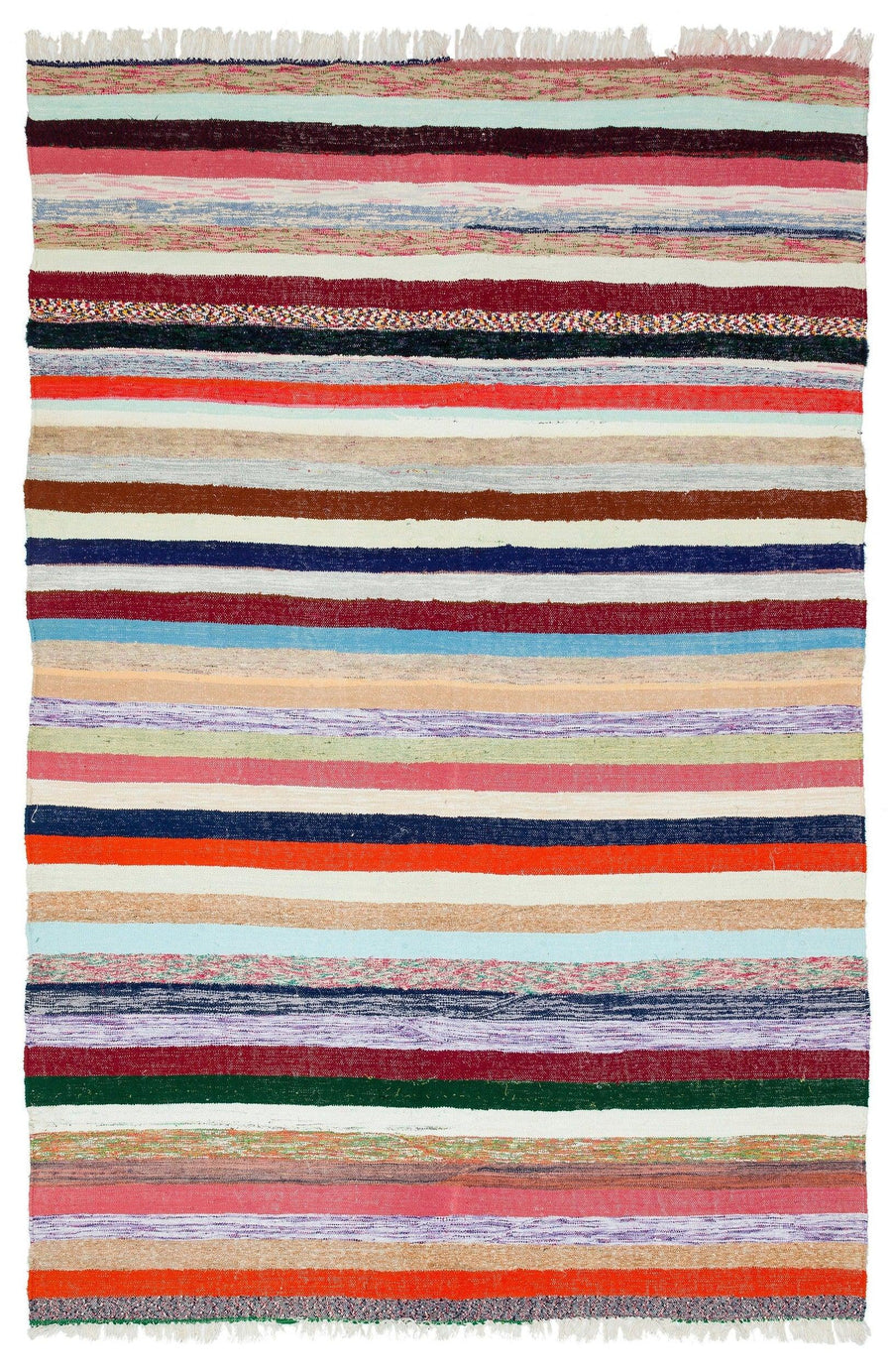Çizgili ve Çok Renkli El Dokuma Yün Halı 181x270 cm 37290 – Koridor kullanımı