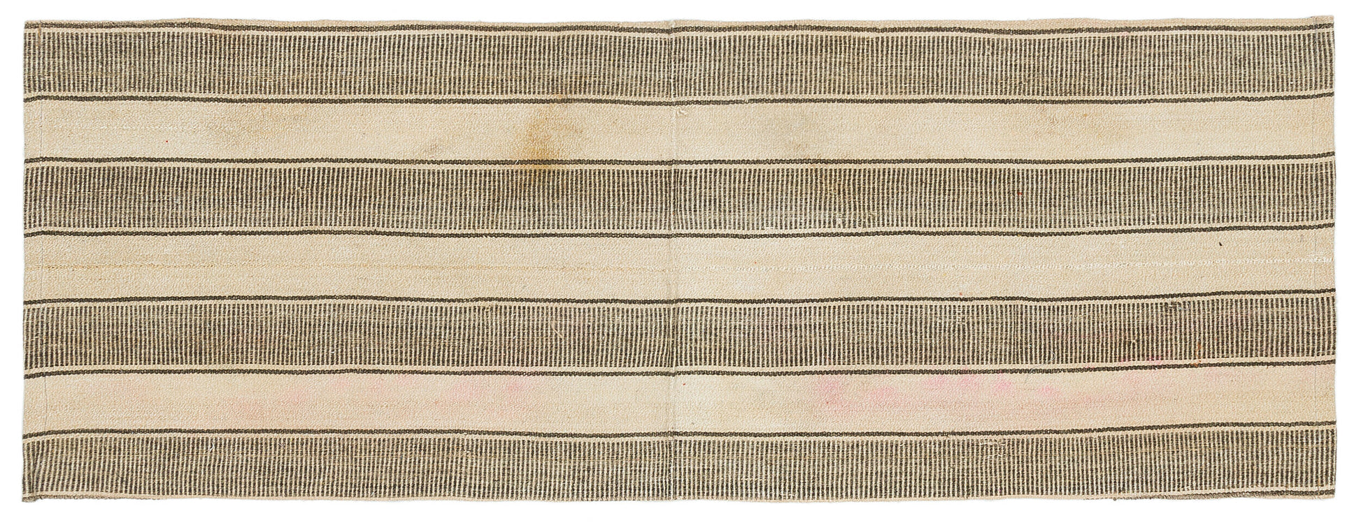Girit Bej Çizgili Yün El Dokuma Halısı 061 x 168 Apex Unique