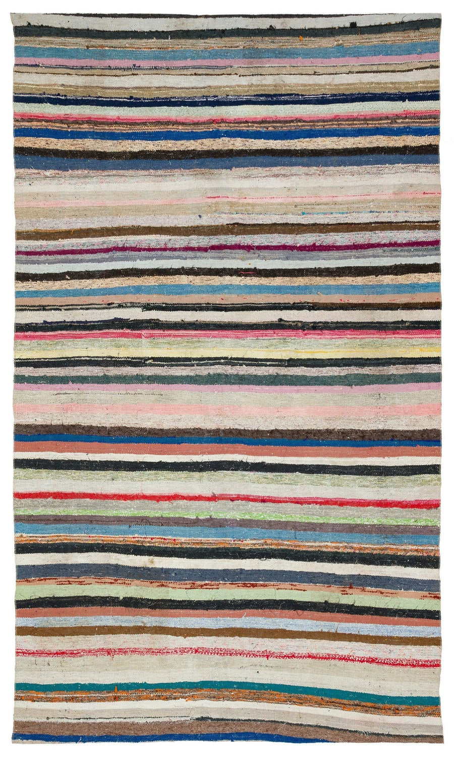 Bunter gestreifter handgeknüpfter Teppich 179x307 cm – im Flur