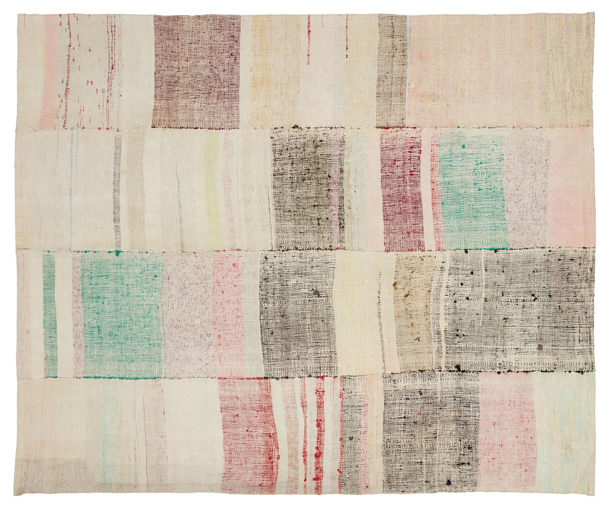 Girit Bej Çizgili Yün El Dokuma Halısı 202 x 245 Apex Unique