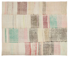 Girit Bej Çizgili Yün El Dokuma Halısı 202 x 245 Apex Unique