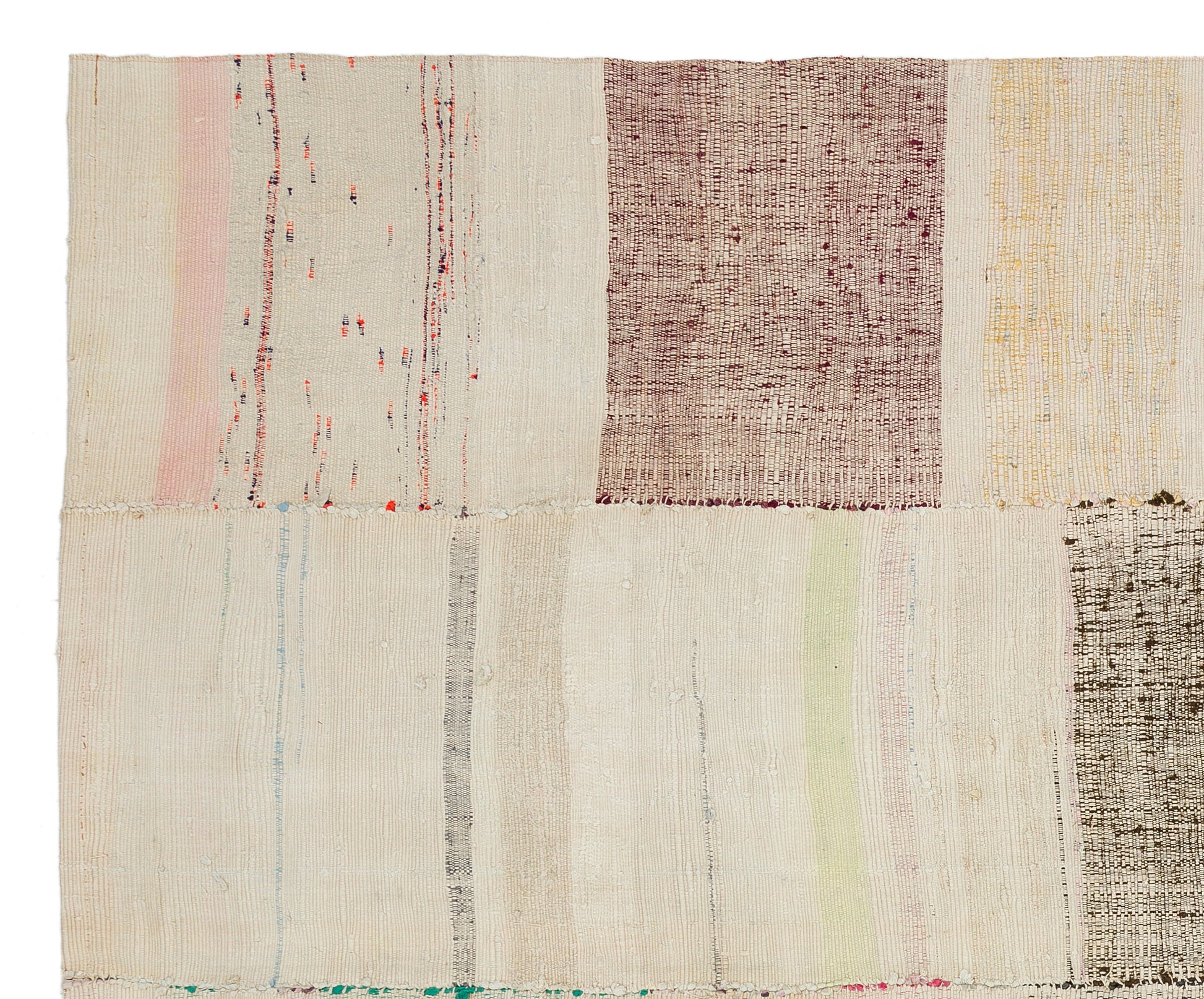 Girit Bej Çizgili Yün El Dokuma Halısı 202 x 245 Apex Unique