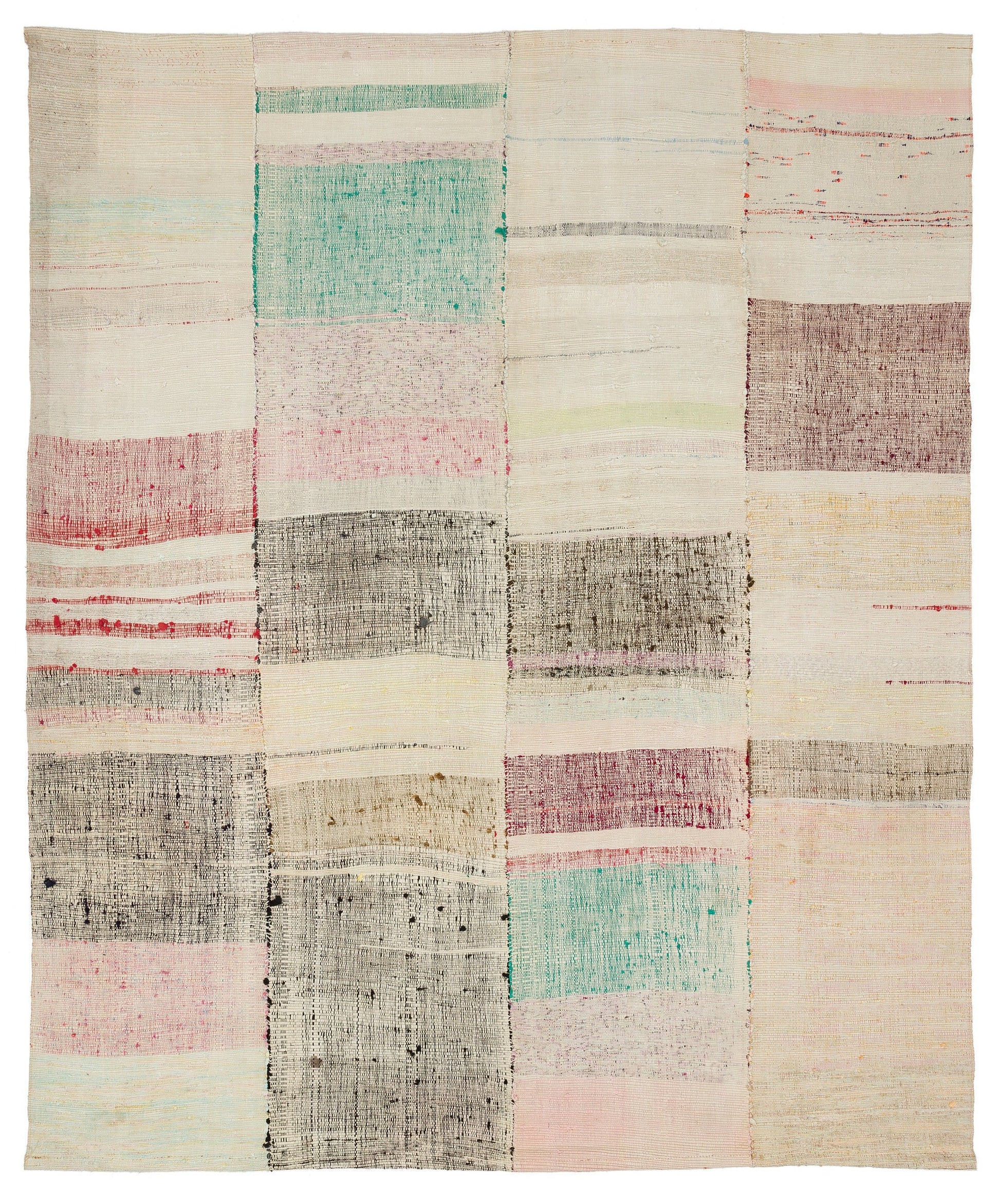 Girit Bej Çizgili Yün El Dokuma Halısı 202 x 245 Apex Unique