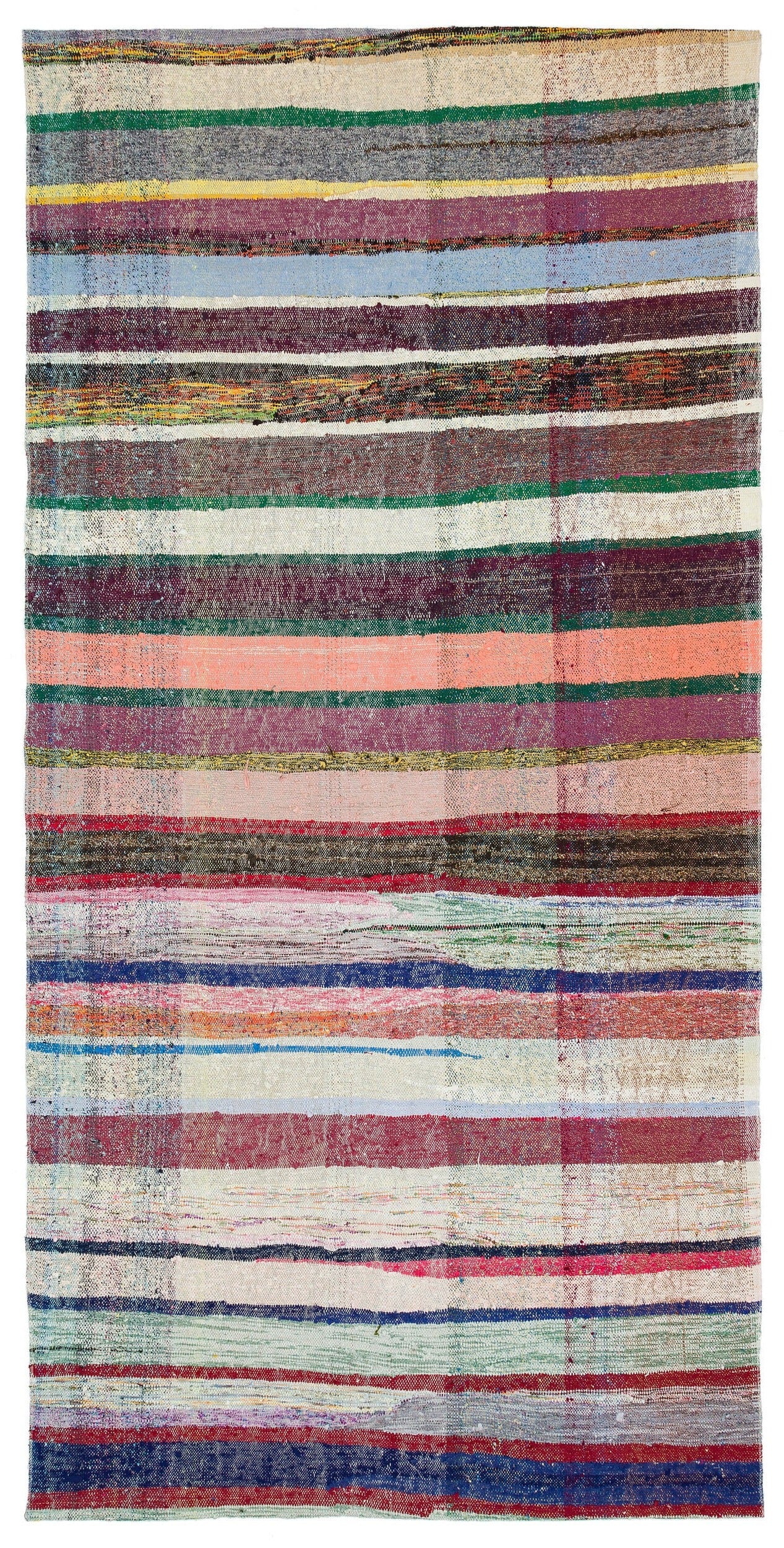 Girit Bej Çizgili Yün El Dokuma Halısı 135 x 272 Apex Unique