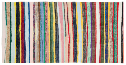 Girit Bej Çizgili Yün El Dokuma Halısı 180 x 346 Apex Unique