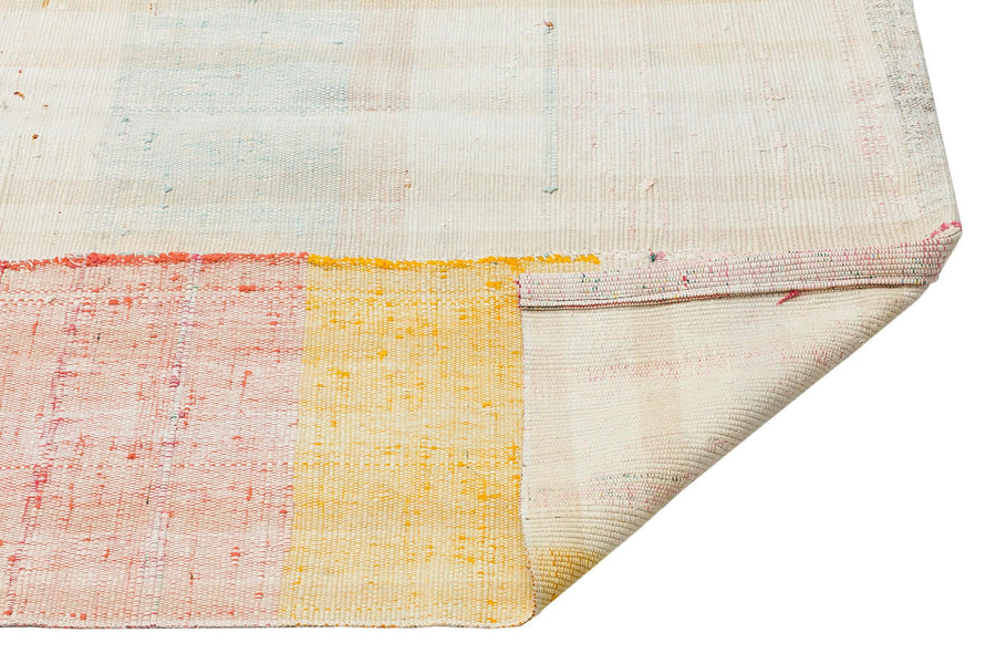 Bej Anadolu Bohem Çizgili Yün Halı 125x254 - Özel Seri