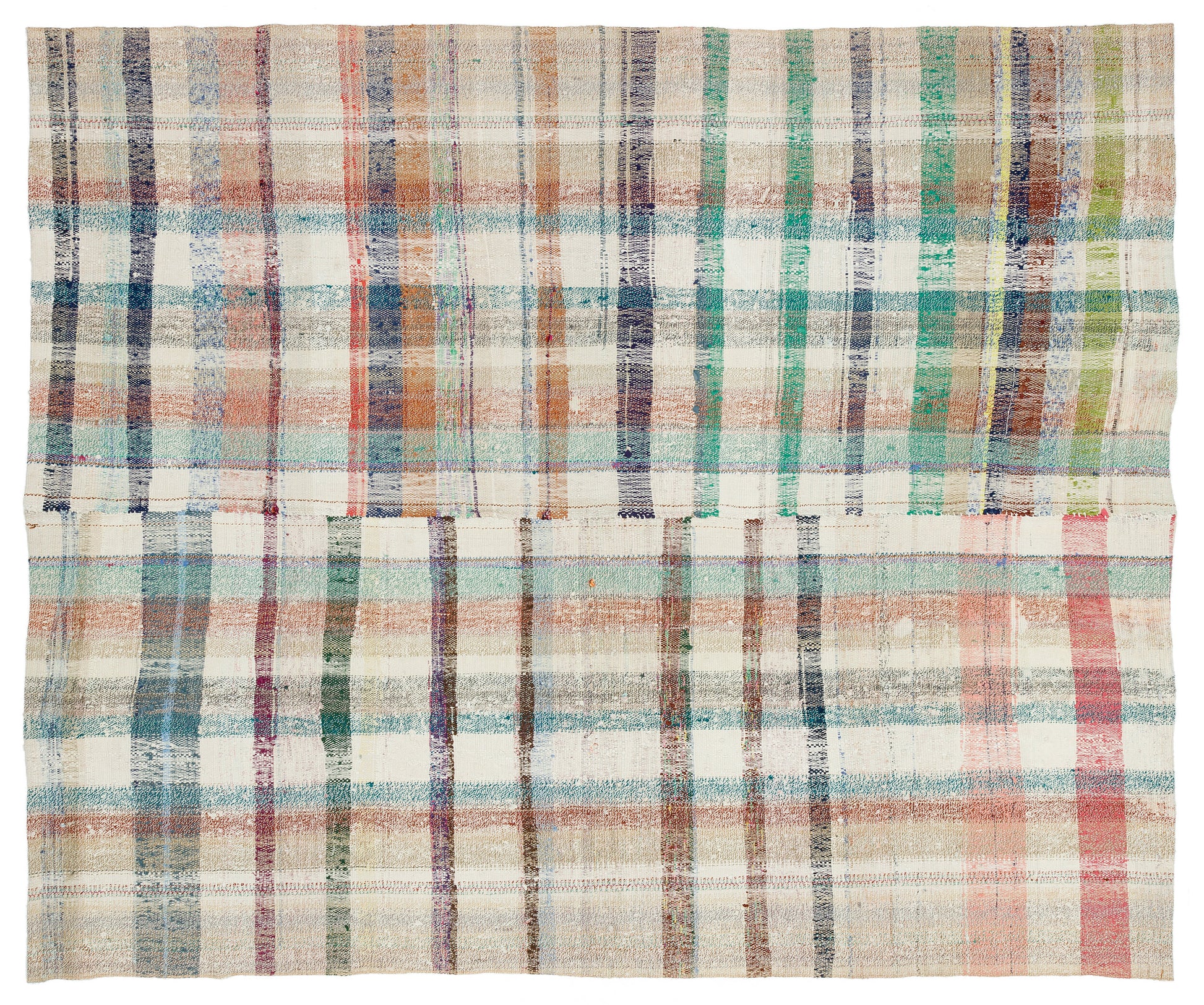 Girit Bej Çizgili Yün El Dokuma Halısı 201 x 240 Apex Unique