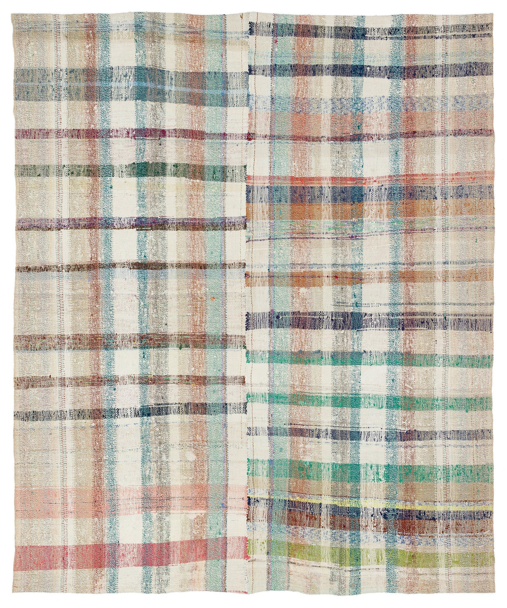 Girit Bej Çizgili Yün El Dokuma Halısı 201 x 240 Apex Unique