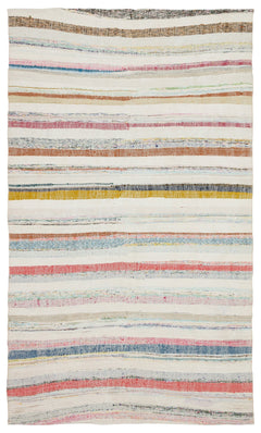 Girit Bej Çizgili Yün El Dokuma Halısı 165 x 278 Apex Unique