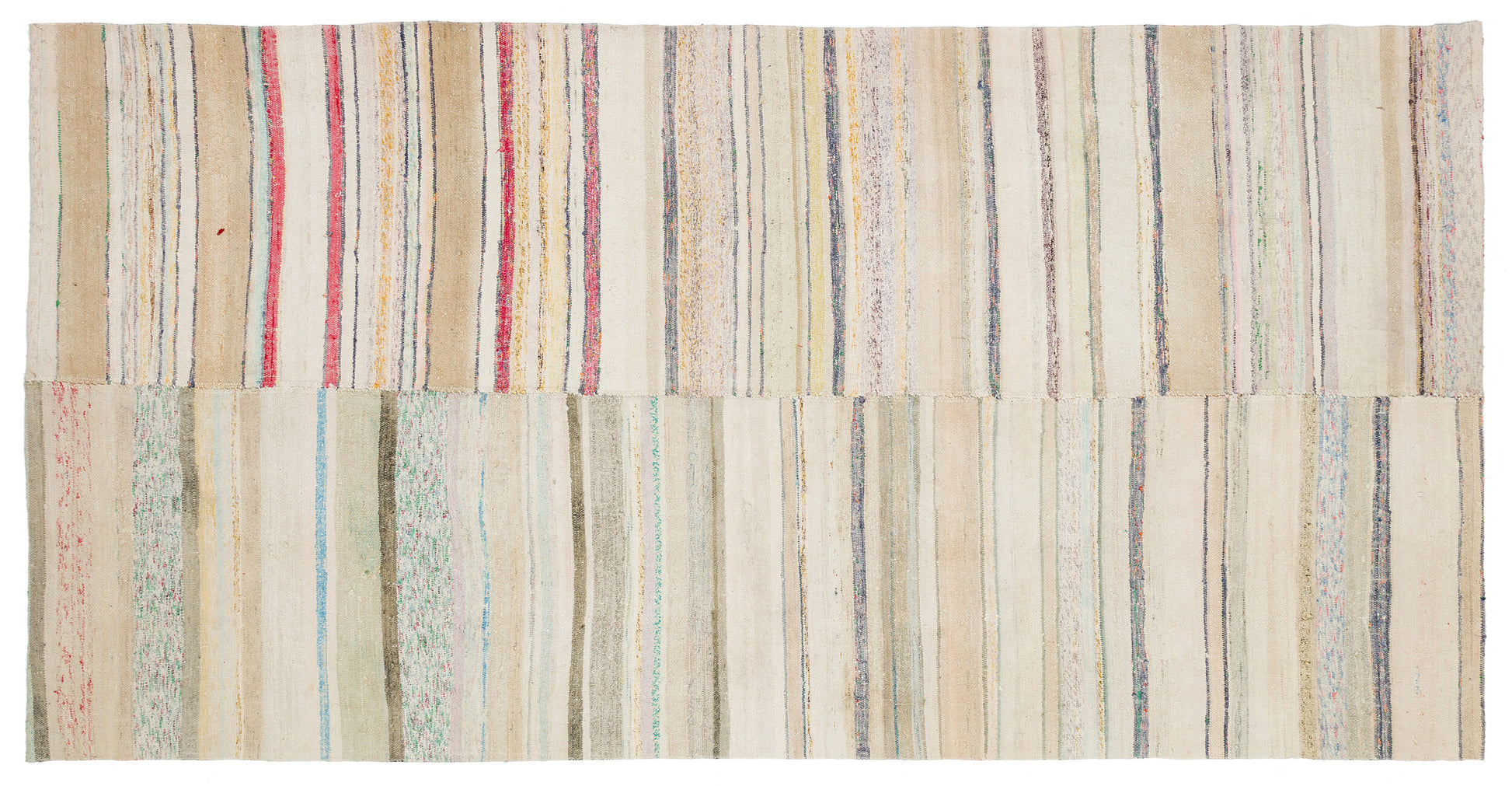 Girit Bej Çizgili Yün El Dokuma Halısı 162 x 312 Apex Unique