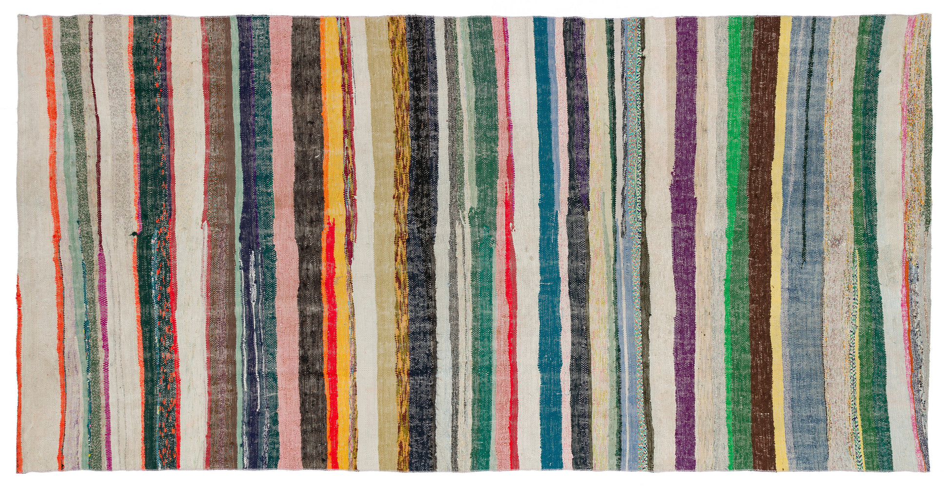 Girit Bej Çizgili Yün El Dokuma Halısı 158 x 310 Apex Unique