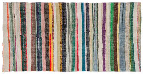 Girit Bej Çizgili Yün El Dokuma Halısı 158 x 310 Apex Unique