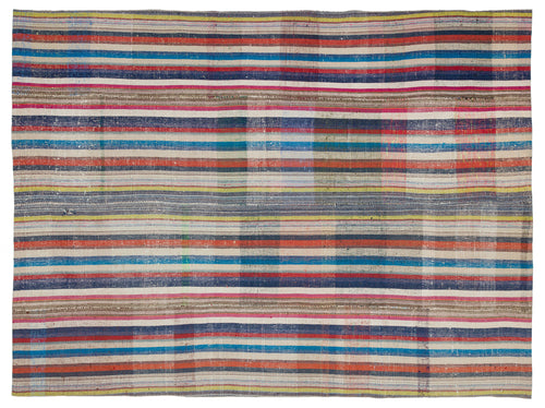 Girit Bej Çizgili Yün El Dokuma Halısı 202 x 265 Apex Unique