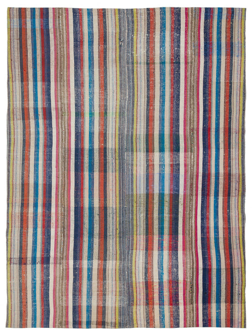 Girit Bej Çizgili Yün El Dokuma Halısı 202 x 265 Apex Unique