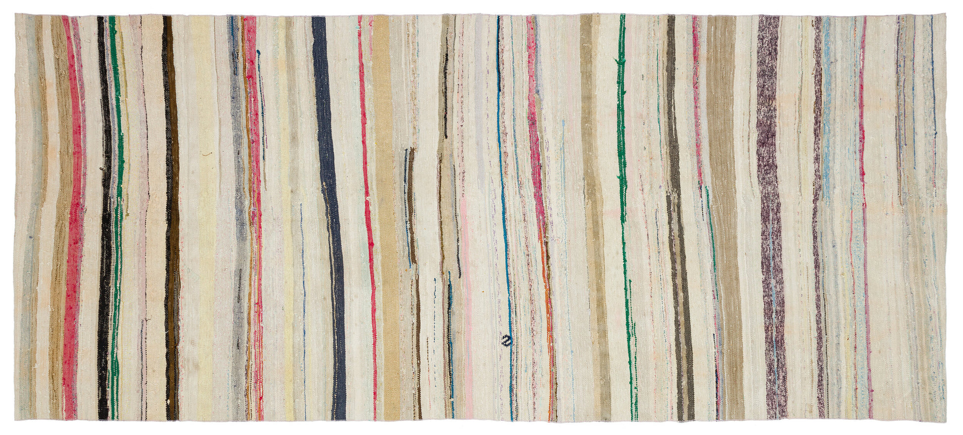 Girit Bej Çizgili Yün El Dokuma Halısı 166 x 377 Apex Unique