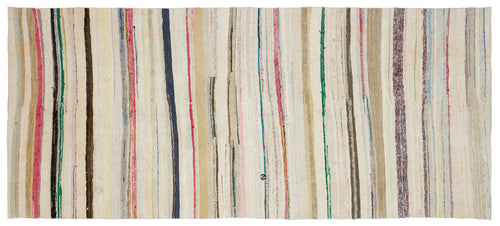 Girit Bej Çizgili Yün El Dokuma Halısı 166 x 377 Apex Unique