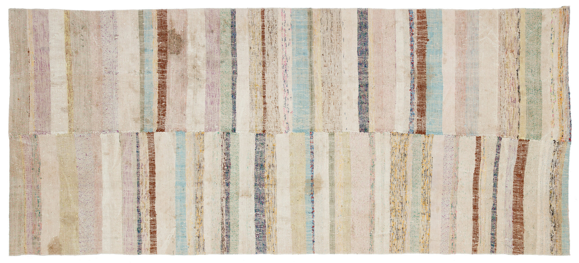 Girit Bej Çizgili Yün El Dokuma Halısı 132 x 297 Apex Unique