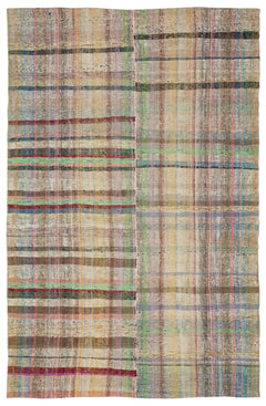 Girit Bej Çizgili Yün El Dokuma Halısı 180 x 277 Apex Unique