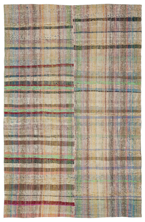 Girit Bej Çizgili Yün El Dokuma Halısı 180 x 277 Apex Unique