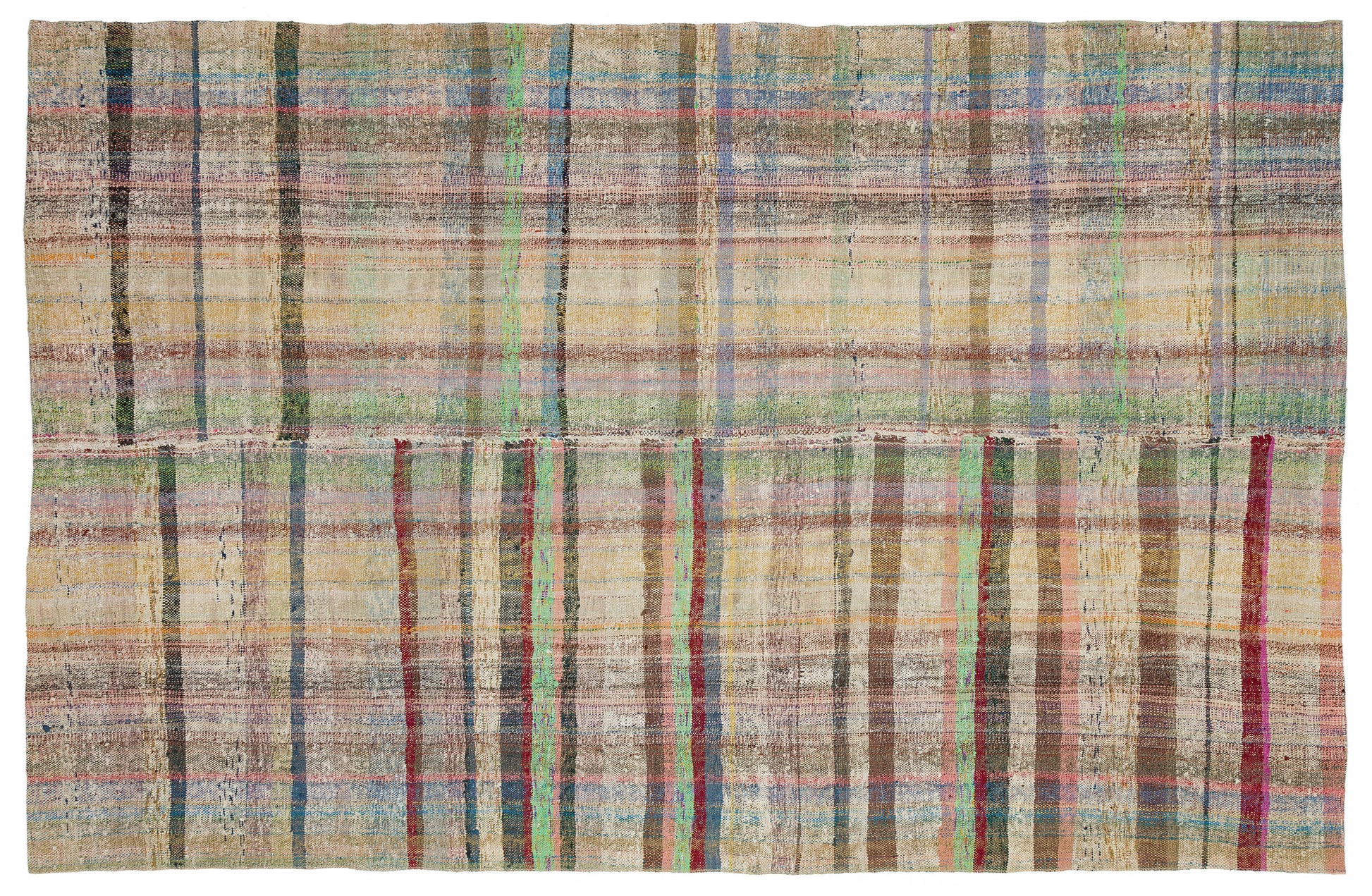 Girit Bej Çizgili Yün El Dokuma Halısı 180 x 277 Apex Unique