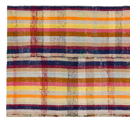 Girit Bej Çizgili Yün El Dokuma Halısı 193 x 213 Apex Unique