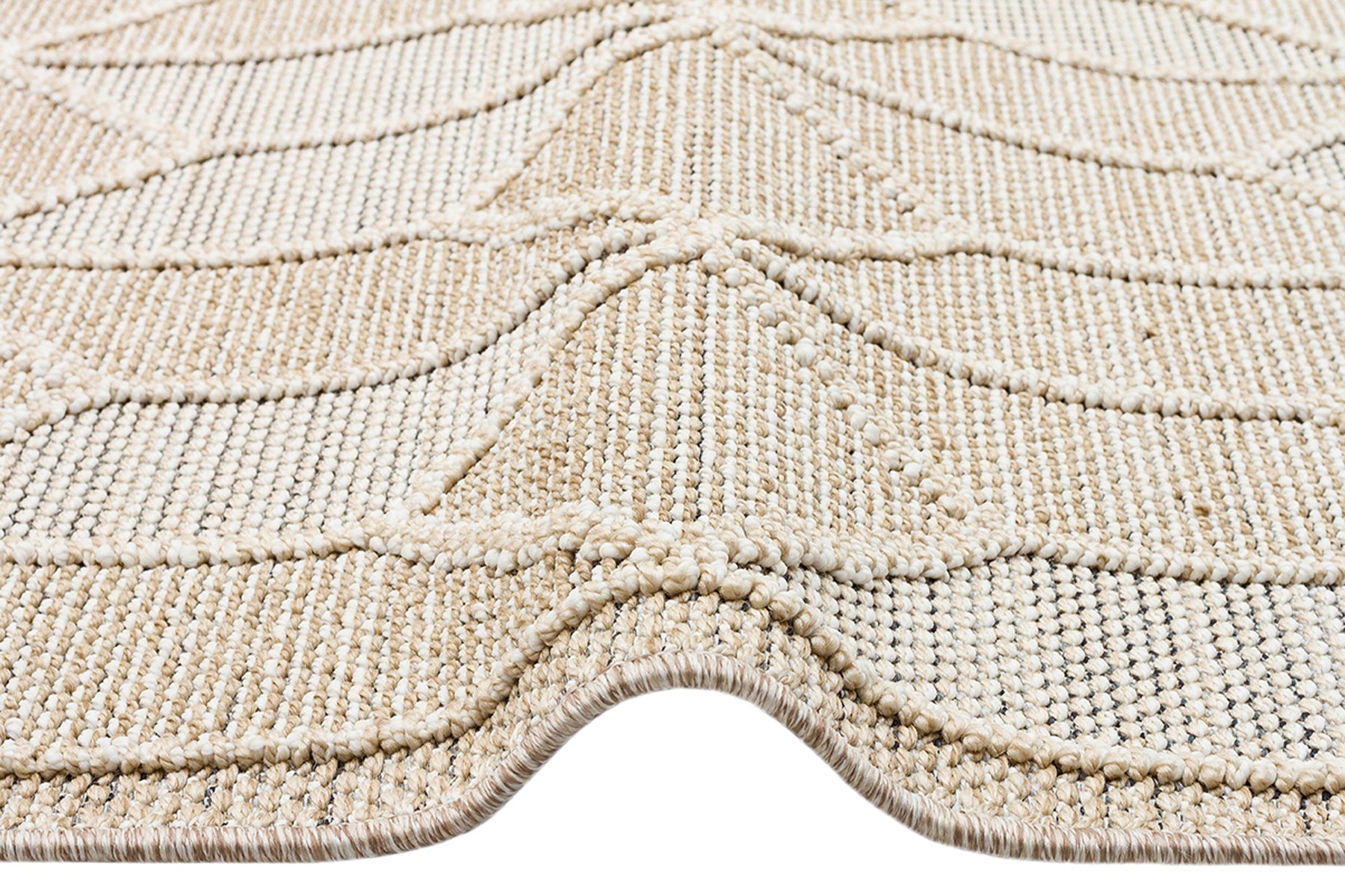 Santa Clara Bej Geometrik Hav Toz Vermez Hasır Dokuma Modern Makine Halısı Eko