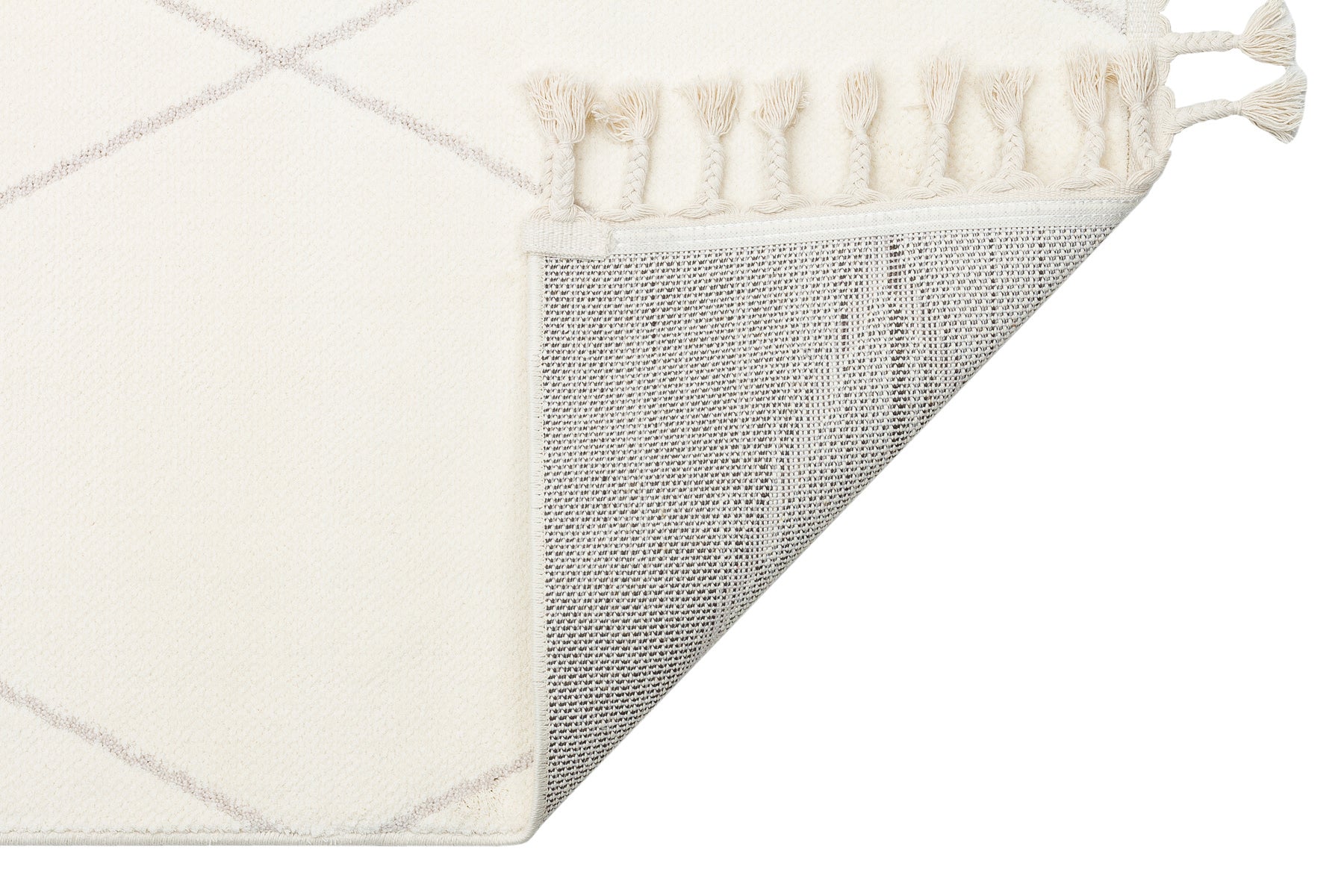 Qrendi Beyaz Geometrik Etnik Desenlere Sahip Hav Toz Vermez Yumuşak Dokulu Modern Halı Eko