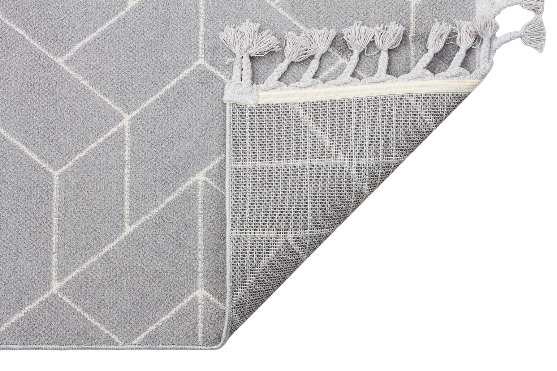 Safi Gri Geometrik Etnik Desenlere Sahip Hav Toz Vermez Yumuşak Dokulu Modern Halı Eko