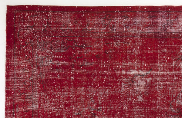 Kırmızı Anadolu Eskitme Madalyonlu Yün Halı 183x319 - Özel Seri