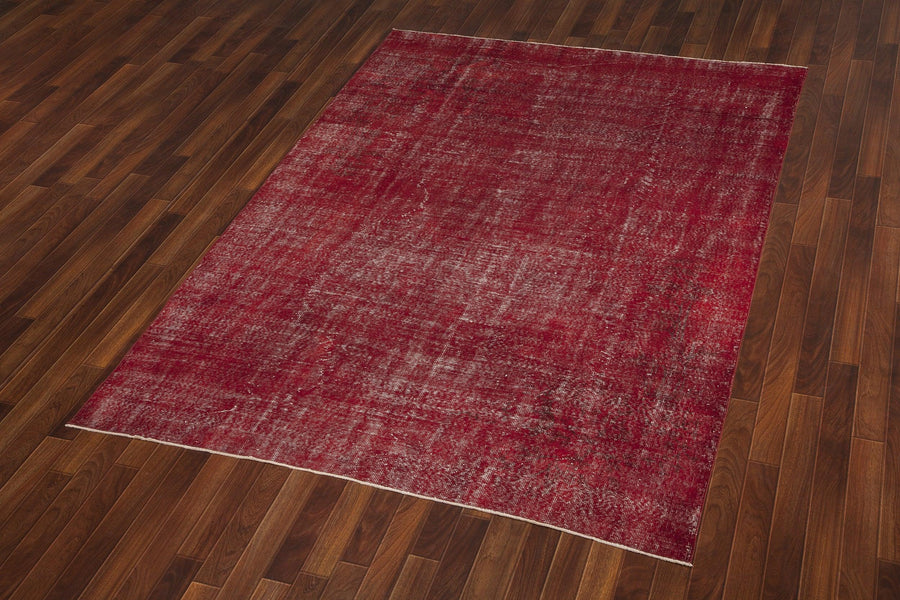 Kırmızı Anadolu Eskitme Modern Yün Halı 217x313 - Özel Seri